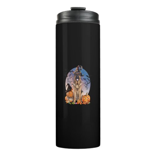 Dog Halloween German Shepherd Jack O Lantern Pumpk Thermal Tumbler