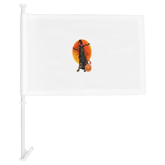 Dog Halloween Gordon Setter Jack O Lantern Pumpkin Car Flag (Front)