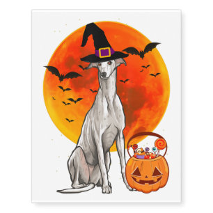 Dog Halloween Greyhound Jack O Lantern Pumpkin Temporary Tattoos