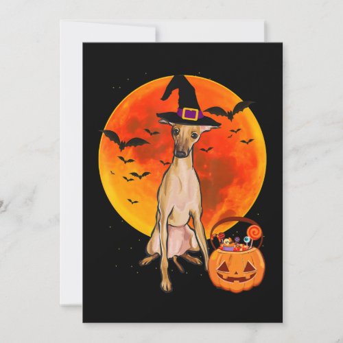 dog halloween italian greyhound jack o lantern pum holiday card