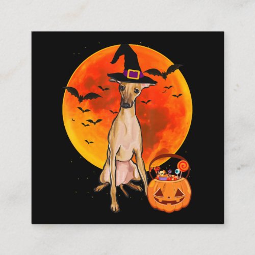 dog halloween italian greyhound jack o lantern pum square business card