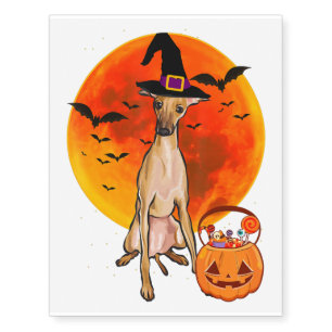 Dog Halloween Italian Greyhound Jack O Lantern Temporary Tattoos