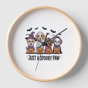 Dog Halloween Just a Spooky Paw Clock