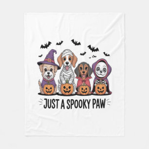 Dog Halloween Just a Spooky Paw Fleece Blanket