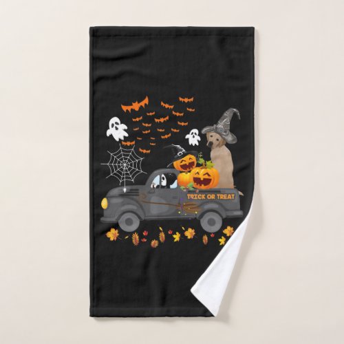 Dog  Halloween Labrador Retriever Truck Pumpkin Hand Towel