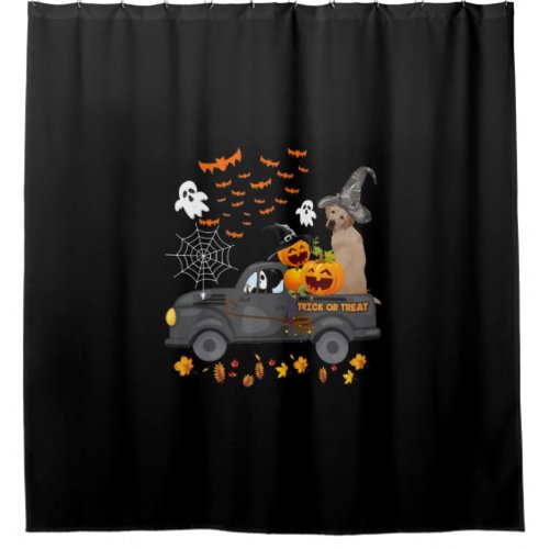 Dog  Halloween Labrador Retriever Truck Pumpkin Shower Curtain