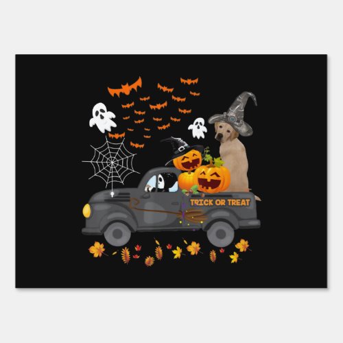 Dog  Halloween Labrador Retriever Truck Pumpkin Sign
