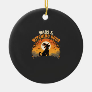 Dog Halloween Moonlight Ceramic Ornament