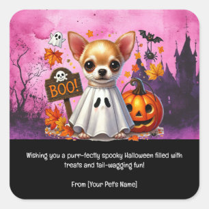 Dog Halloween Pet in spooky costumes Square Sticker