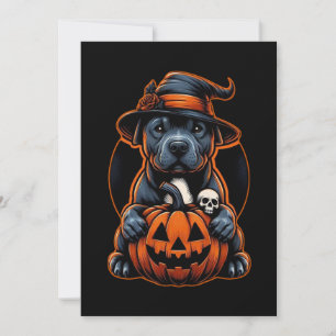 Dog Halloween - Pitbull Witch Invitation