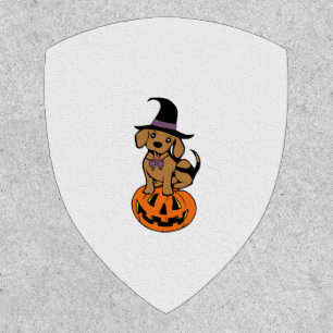 dog halloween pumpkin face patch