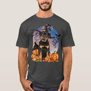Dog Halloween Rottweiler Jack O Lantern Pumpkin Mo T-Shirt