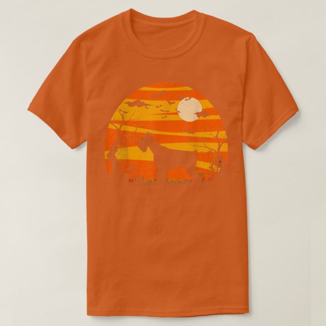 Dog Halloween Schnauzer Dog Jack O Lantern Pumpkin T-Shirt (Design Front)