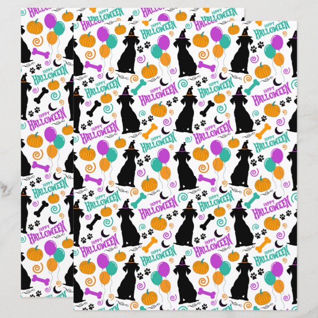 Dog Halloween Scrapbook Paper (Front/Back)