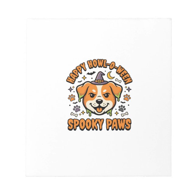 Dog Halloween Spooky Paws Notepad (Front)
