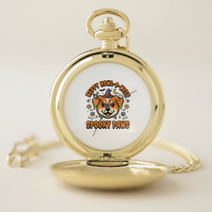 Dog Halloween Spooky Paws Pocket Watch