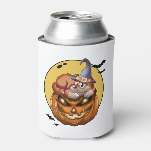 Dog Halloween T ShirtDog Halloween On Pumpking Can Cooler