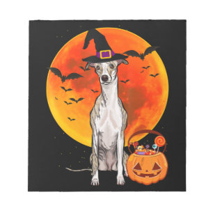Dog Halloween Whippet Jack O Lantern Pumpkin Notepad