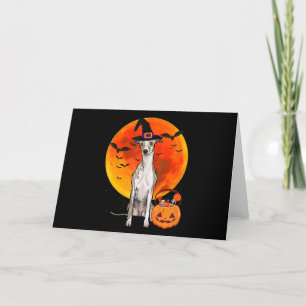 Dog Halloween Whippet Jack O Lantern Pumpkin T-Shi Holiday Card