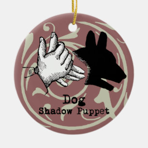 Dog Hand Puppet Shadow Games Vintage Ceramic Ornament