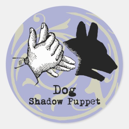 Dog Hand Puppet Shadow Games Vintage Classic Round Sticker
