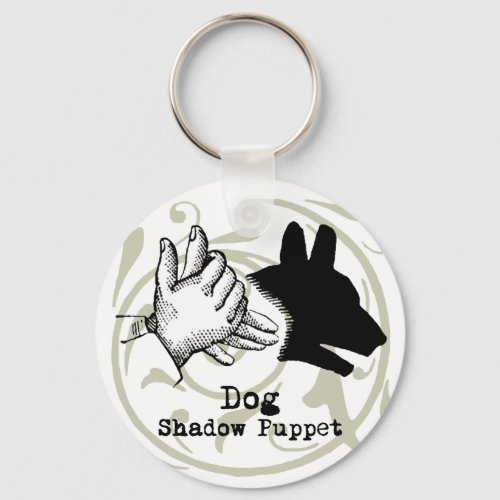 Dog Hand Puppet Shadow Games Vintage Keychain