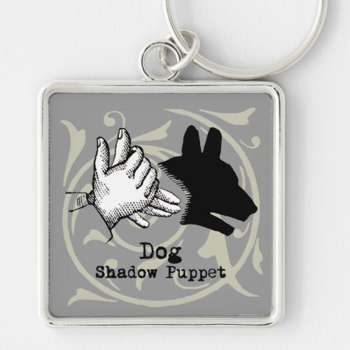 Dog Hand Puppet Shadow Games Vintage Keychain