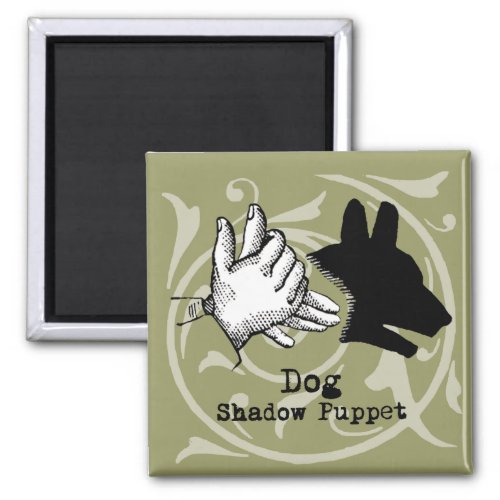 Dog Hand Puppet Shadow Games Vintage Magnet