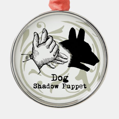 Dog Hand Puppet Shadow Games Vintage Metal Ornament