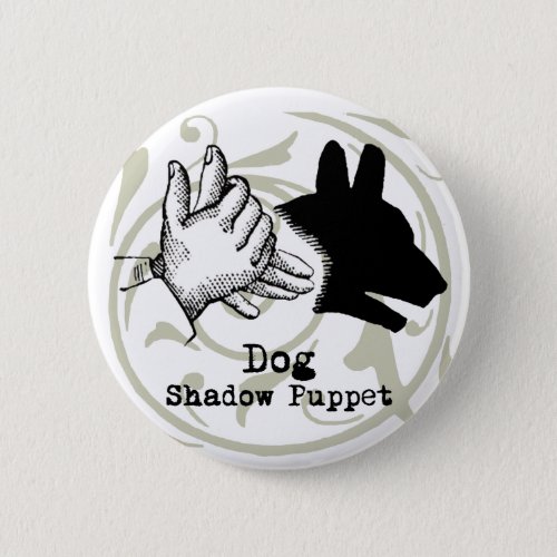 Dog Hand Puppet Shadow Games Vintage Pinback Button