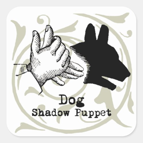 Dog Hand Puppet Shadow Games Vintage Square Sticker