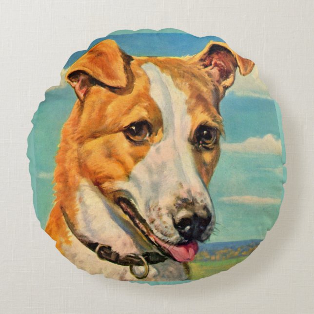 dog handsome dog round pillow (Front)