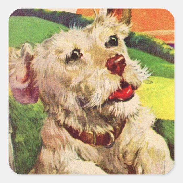 dog handsome dog square sticker (Front)