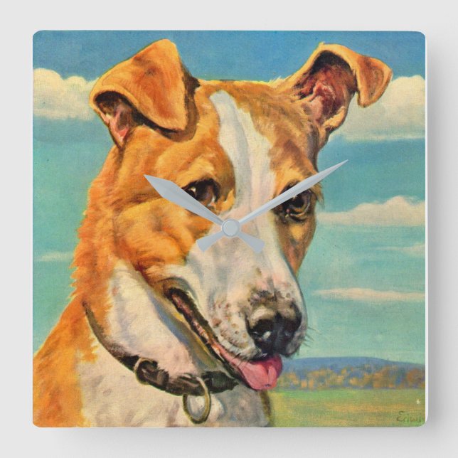 dog handsome dog square wall clock (Front)