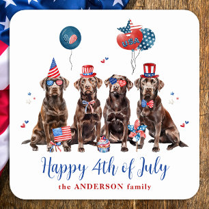 Dog Happy 4th Of July Patriotic Labrador Retriever Square Sticker