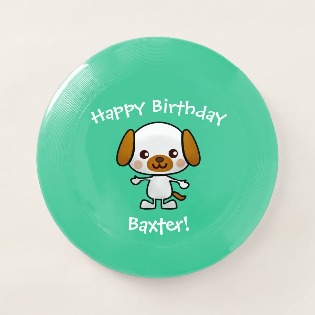 Dog Happy Birthday Add Name Gift Wham-O Frisbee (Front)
