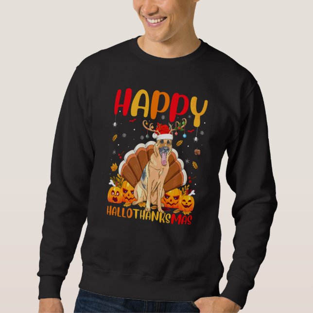 Dog  Happy German Shepherd Dog Hellothanksmas Sweatshirt (Front)