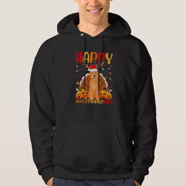 Dog  Happy Goldendoodle Dog Hellothanksmas Hoodie (Front)