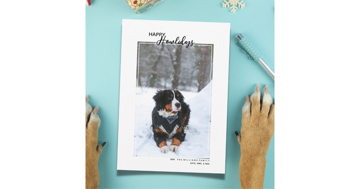 Dog Happy Howlidays Pet Photo Holiday Card | Zazzle