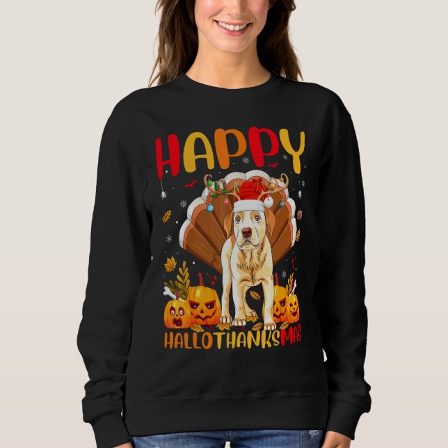 Dog  Happy Labrador Retriever Dog Hellothanksmas Sweatshirt (Front)