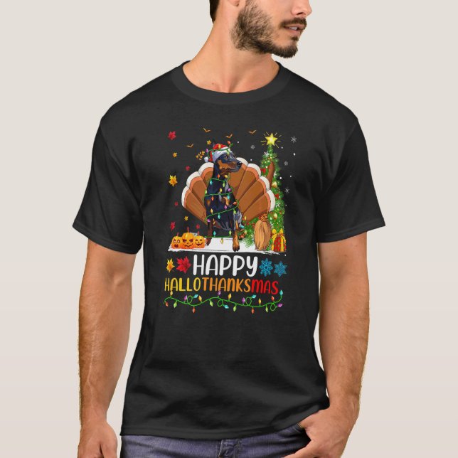 Dog   Happy Miniature Pinscher Dog Hellothanksmas T-Shirt (Front)