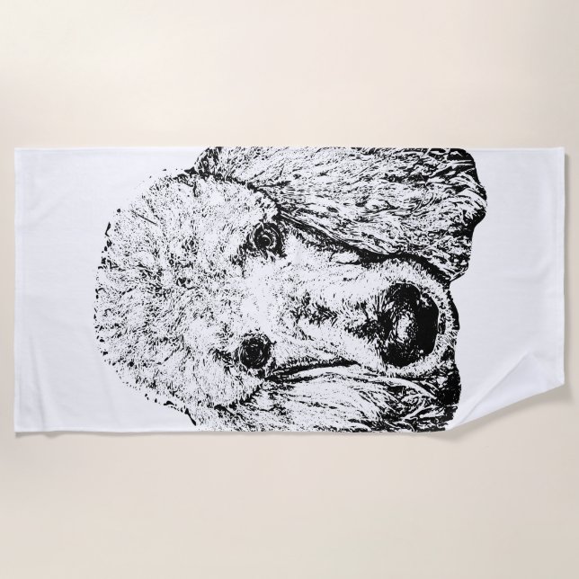 Dog Head Beach Towel – Minimalist Line Art (Front)