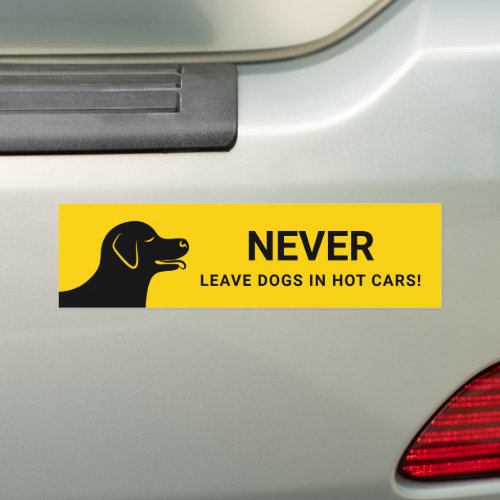 Dog Head _ Never Leave Pets In Hot Cars Yellow Bumper Sticker