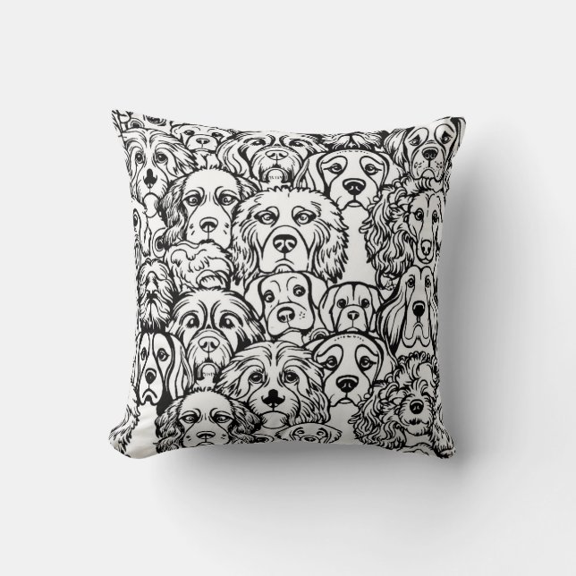 Dog Head Pattern Throw Pillow (Front)