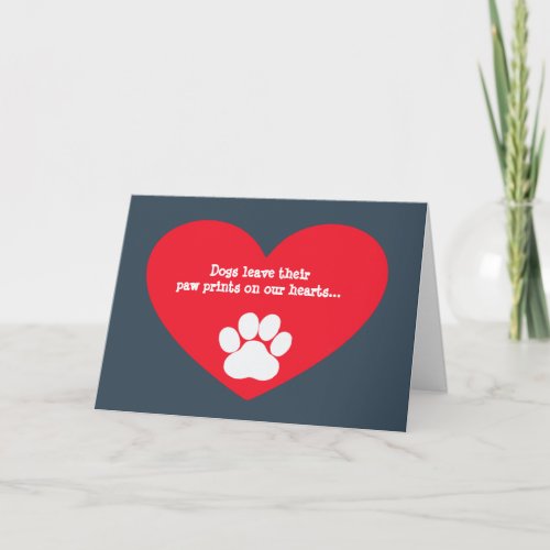 Dog Heart and Pawprint Sympathy Card