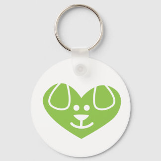 Dog Heart Green Keychain