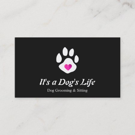 Dog Heart Paw Pet Sitting And Grooming Business Card