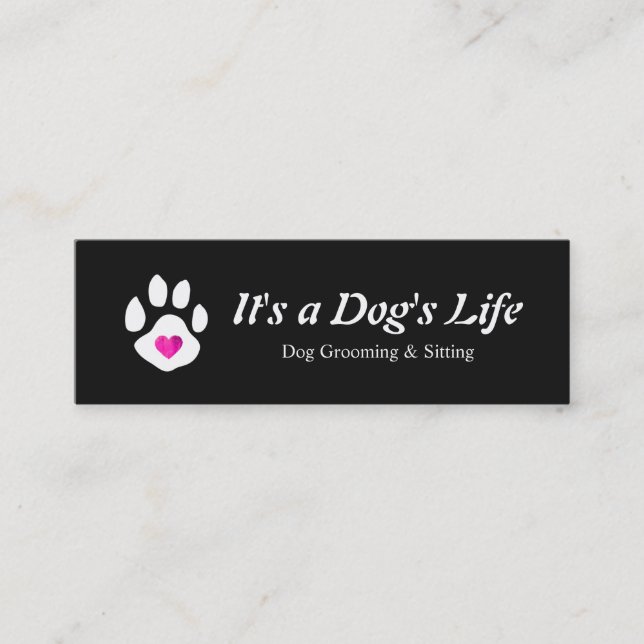 Dog Heart Paw Pet Sitting and Grooming Mini Business Card (Front)
