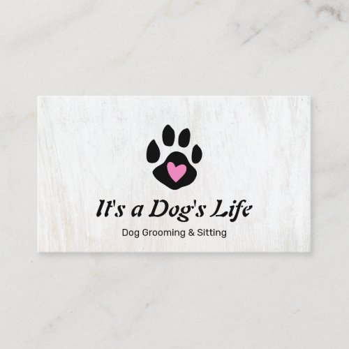 Dog Heart Paw Pet Sitting and Grooming Services Business Card