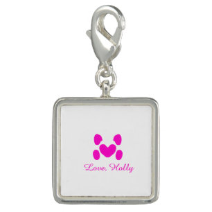 Dog heart paw pink pet add name text animal cat na charm